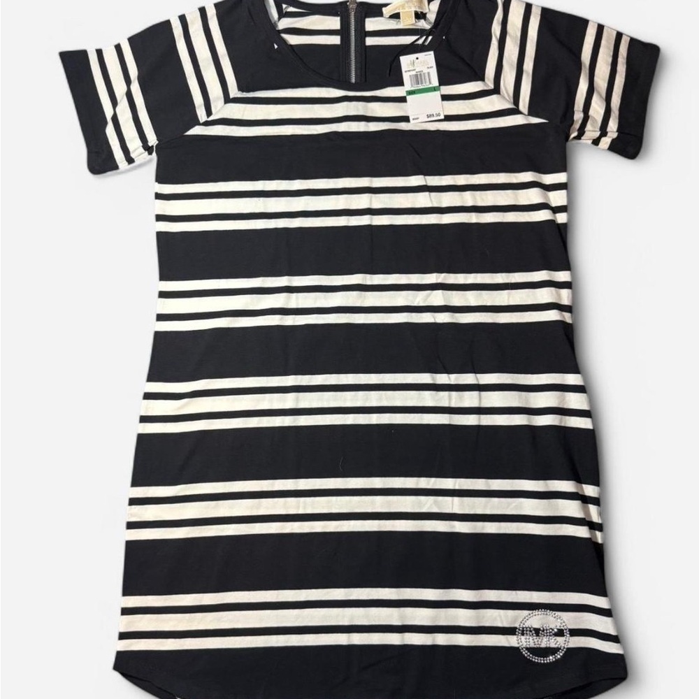 NWT Michael Kors Black and White Striped T-shirt Dress